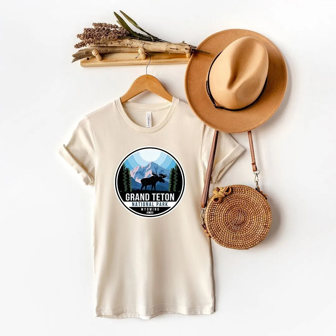 Grand Teton National Park Badge Short Sleeve Crewnneck Tee sold by Zulily