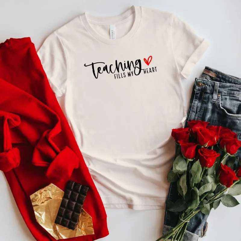 Teaching Fills My Heart Short Sleeve Crewnneck Tee sold by Zulily