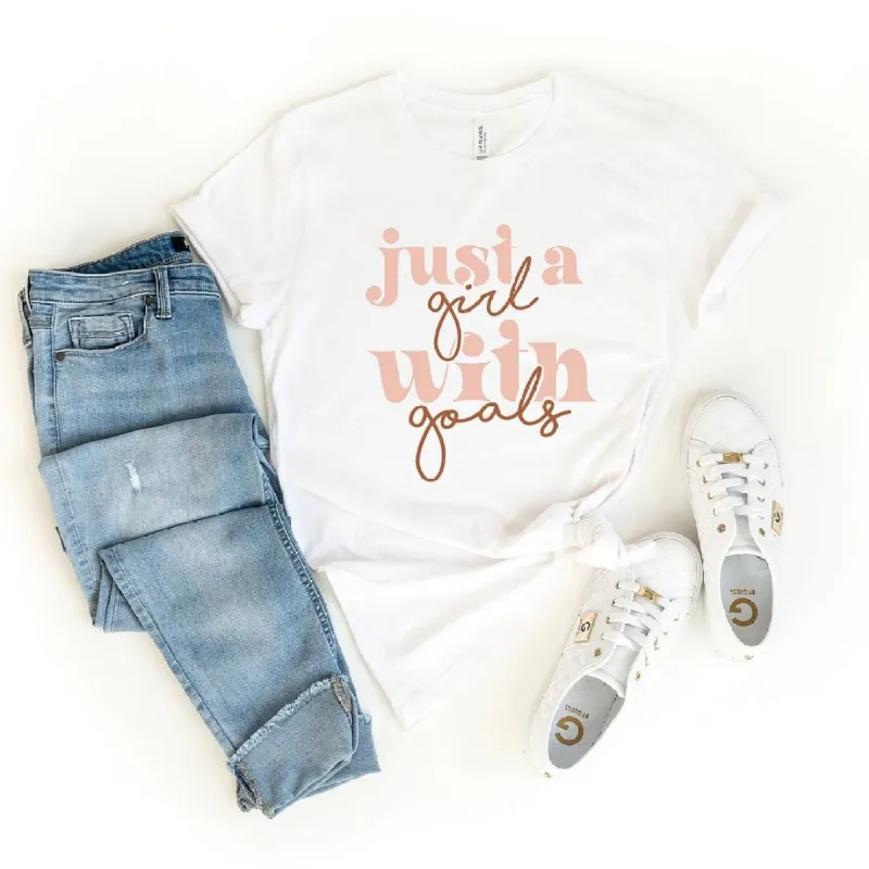 Just A Girl With Goals Short Sleeve Crewnneck Tee sold by Zulily