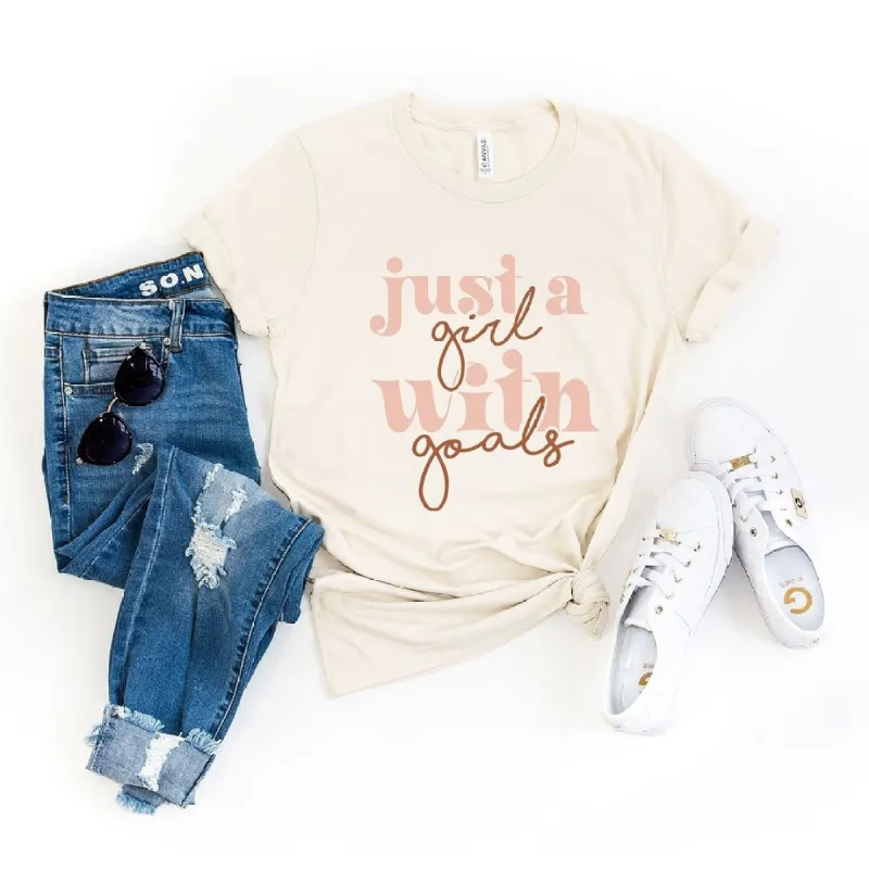 Just A Girl With Goals Short Sleeve Crewnneck Tee sold by Zulily