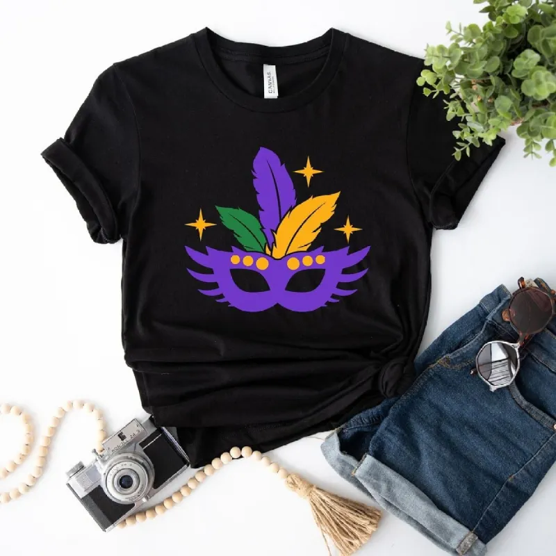Feather Mask Sparkle Short Sleeve Crewnneck Tee sold by Zulily