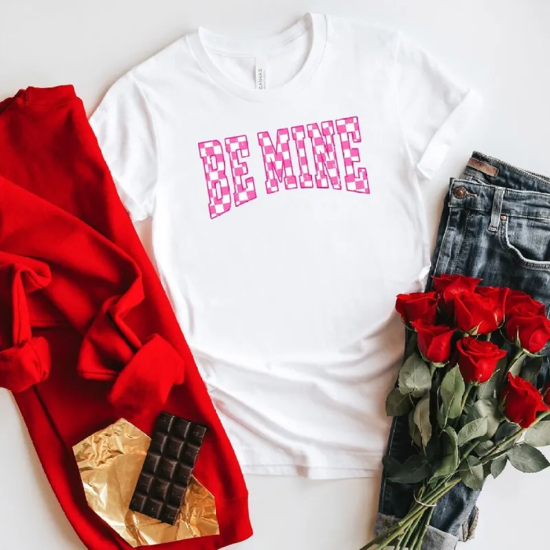 Be Mine Distressed Checkered Short Sleeve Crewnneck Tee sold by Zulily