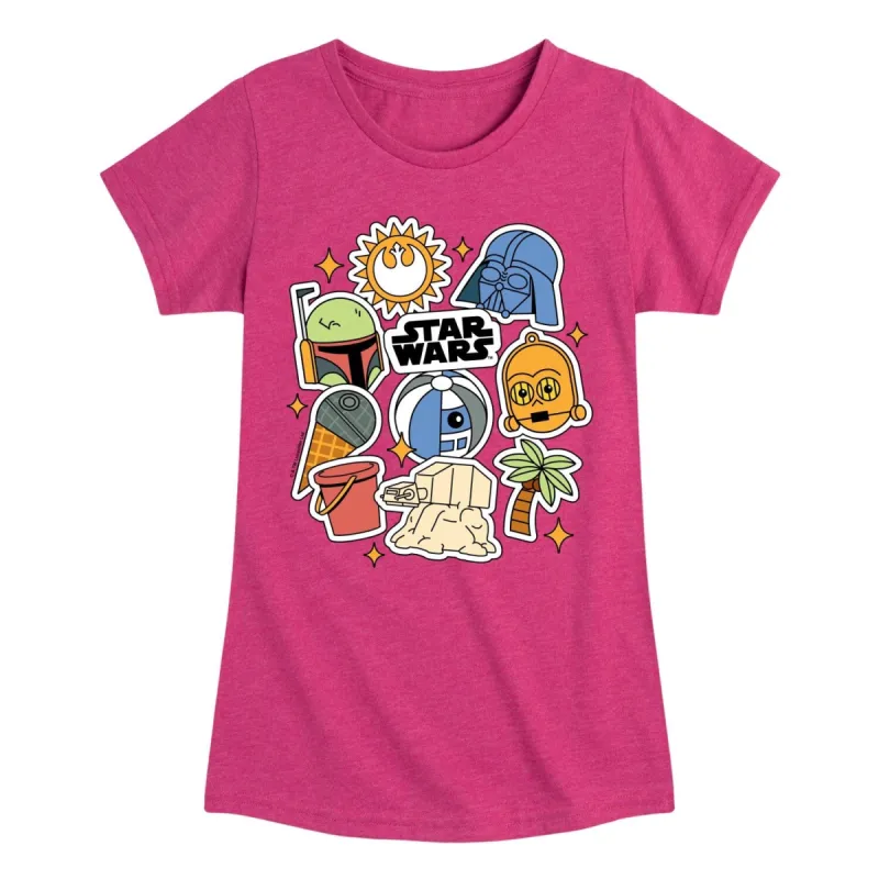 Girl's Star Wars Summer Stickers Short Sleeve Tee sold by Zulily