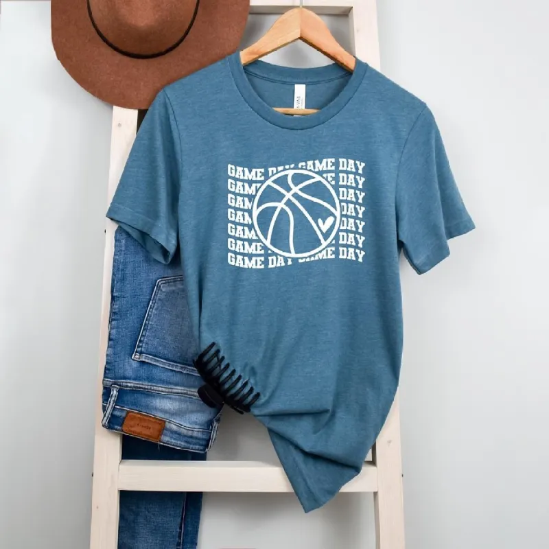 Basketball Game Day Stacked Short Sleeve Crewnneck Tee made by Zulily