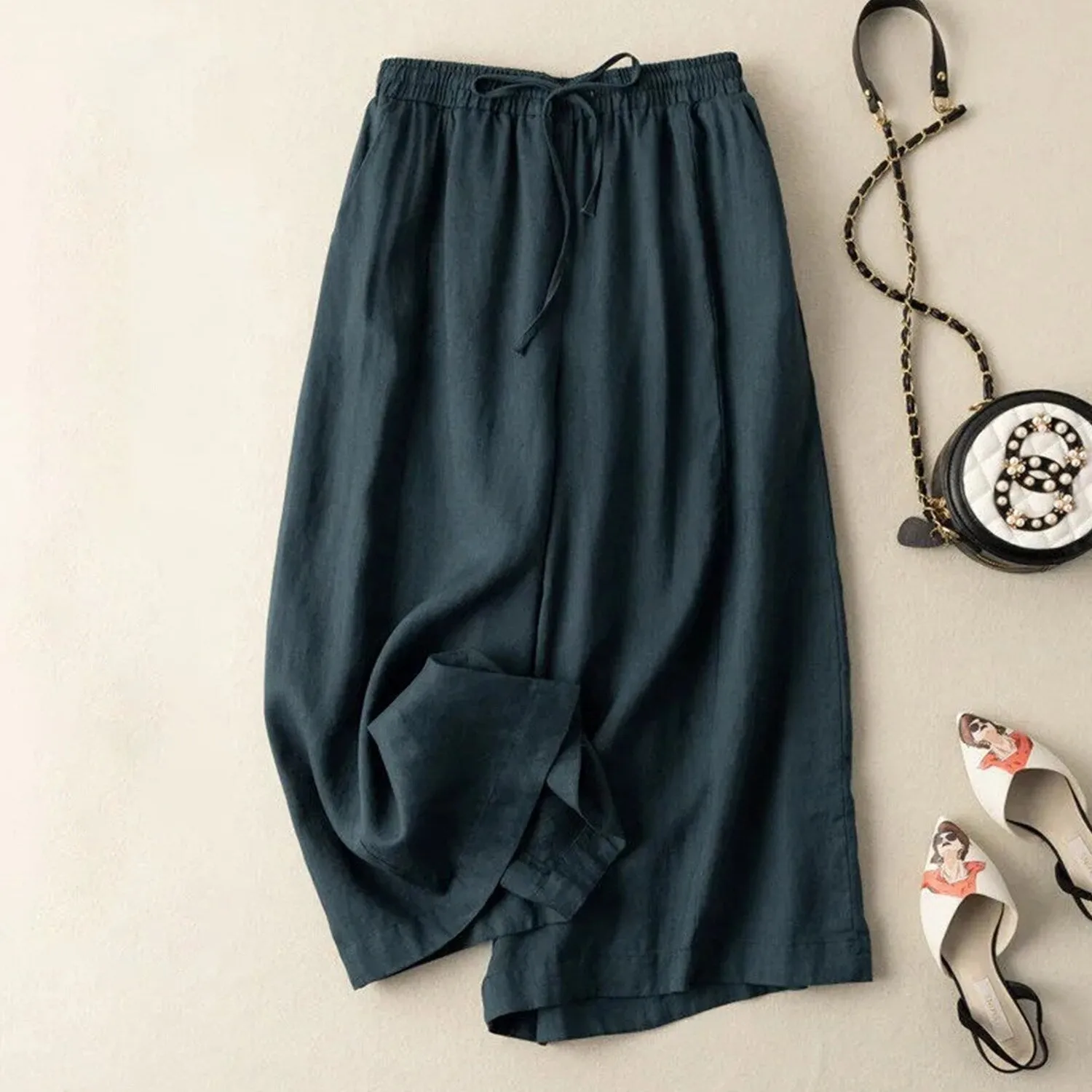 Dark Green Cropped Wide Leg Pants sold by Zulily