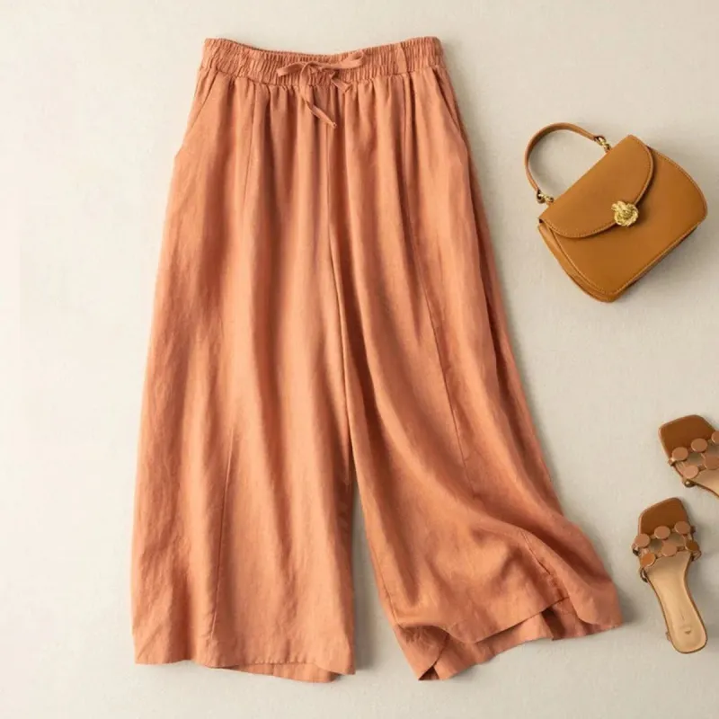 Coral Cropped Wide Leg Pants sold by Zulily
