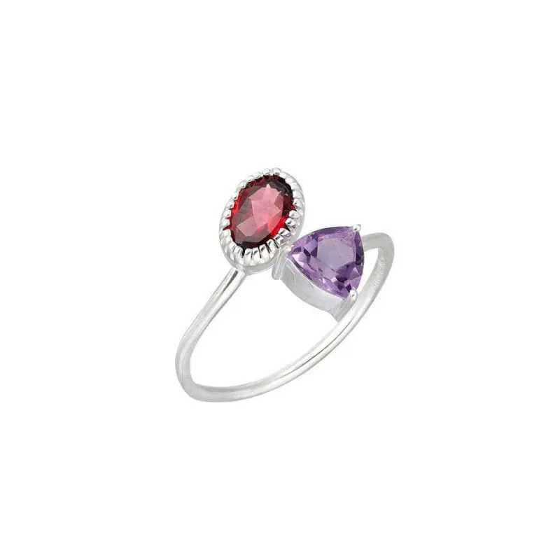 YS Gems Sterling Silver Pink Amethyst Rhodolite Garnet Bypass Ring sold by Zulily