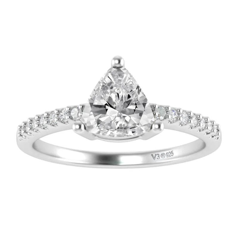 Sterling Silver with Moissanite and White Topaz Engagement Ring sold by Zulily