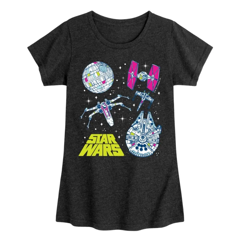 Girl's Star Wars Ship Grid Short Sleeve Tee sold by Zulily