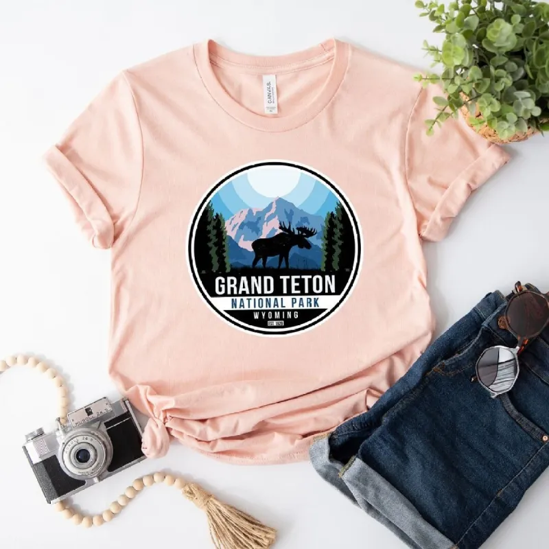 Grand Teton National Park Badge Short Sleeve Crewnneck Tee sold by Zulily