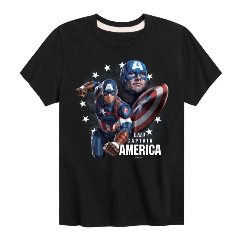 Boys Captain America Collage Short Sleeve Tee sold by Zulily