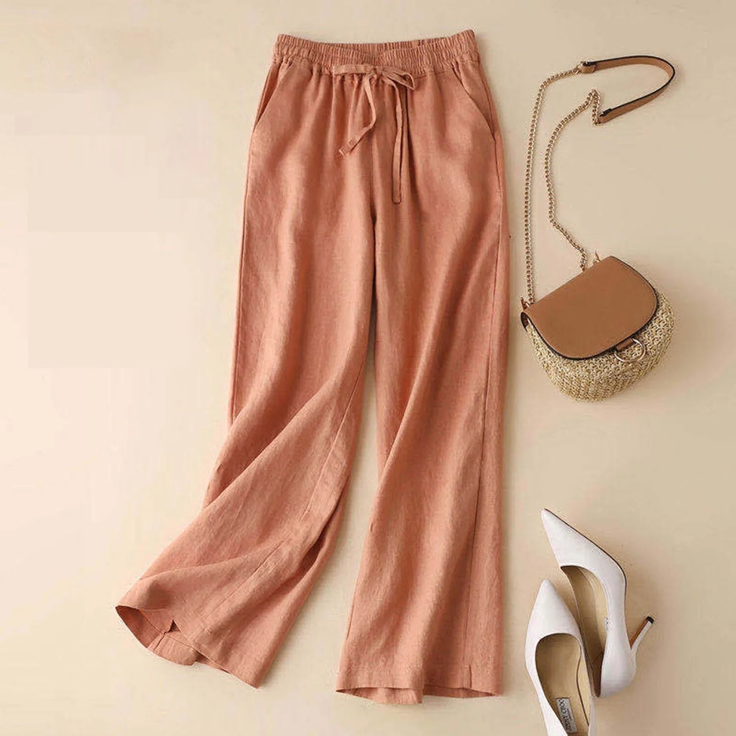 Coral Wide Leg Pants sold by Zulily