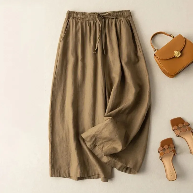 Brown Cropped Wide Leg Pants sold by Zulily