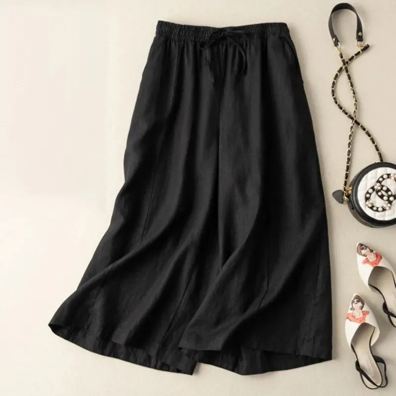 Black Cropped Wide Leg Pants sold by Zulily