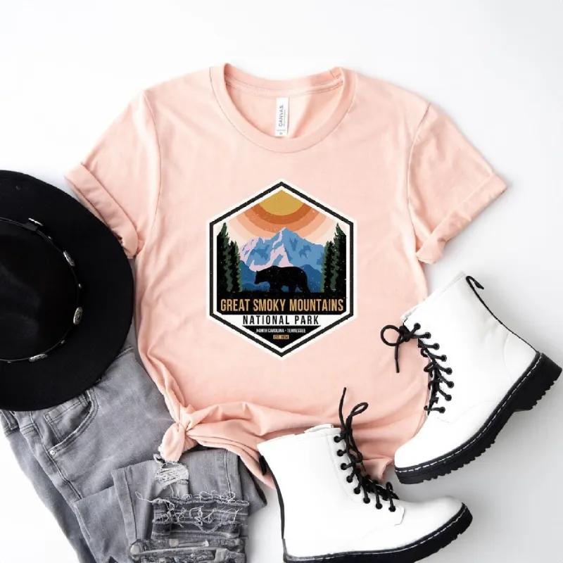 Great Smoky Mountains National Park Badge Short Sleeve Crewnneck Tee sold by Zulily