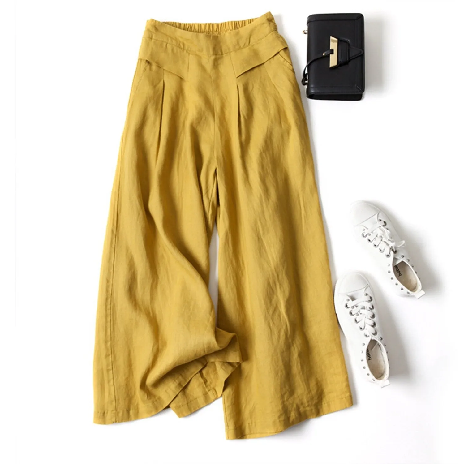Mustard Ankle Wide Leg Pants sold by Zulily