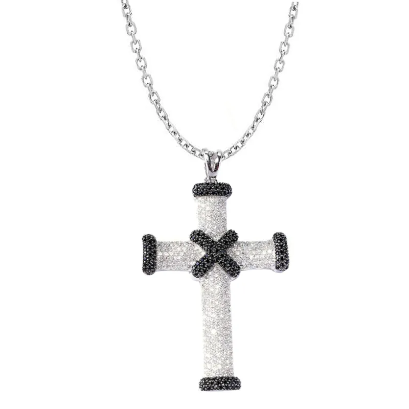 Sterling Silver with Natural White Zircon and Black Spinel Pendant with 18" Chain sold by Zulily