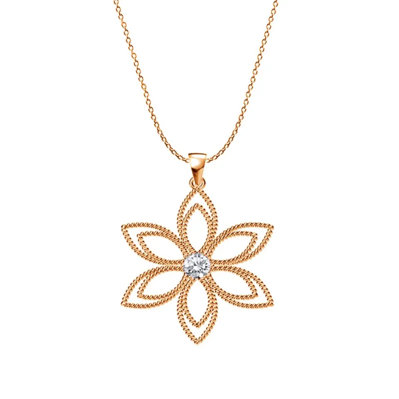 V3 Jewelry Gold Over Sterling Silver with Round Shape Natural White Topaz Flower Pendant sold by Zulily