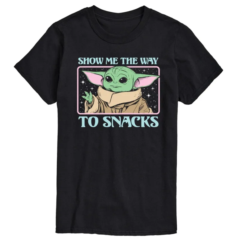 Men's The Mandalorian Grogu Way To the Snacks Short Sleeve Tee sold by Zulily