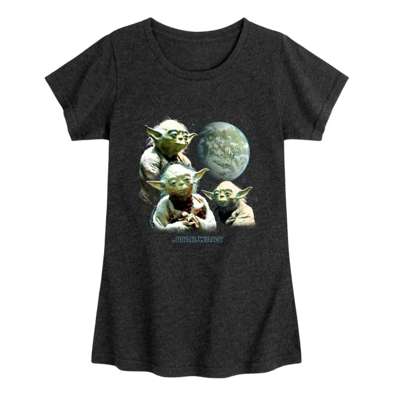 Girl's Star Wars Yoda Death Star Short Sleeve Tee sold by Zulily