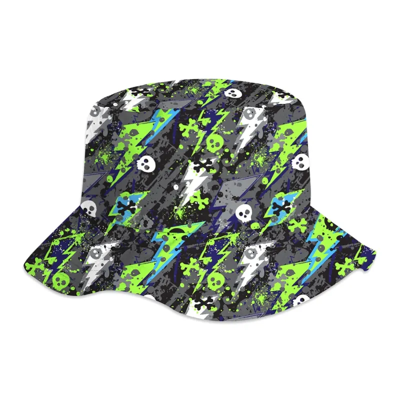 Grey & Green Skull & Lightning Sun hats sold by Zulily