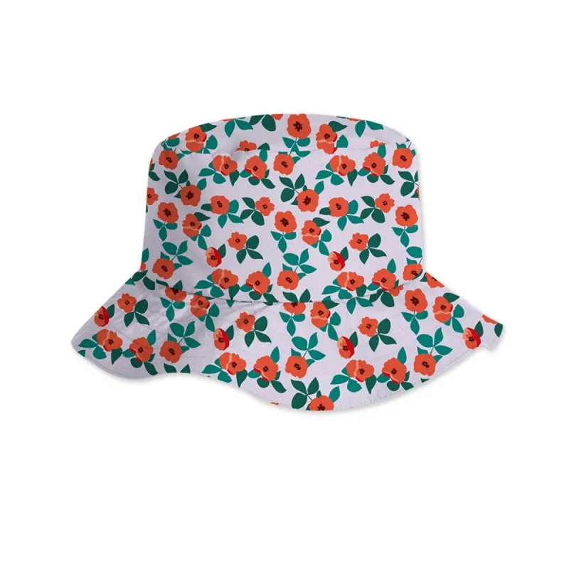 White & Hot Orange Floral Leaf Sun hats sold by Zulily