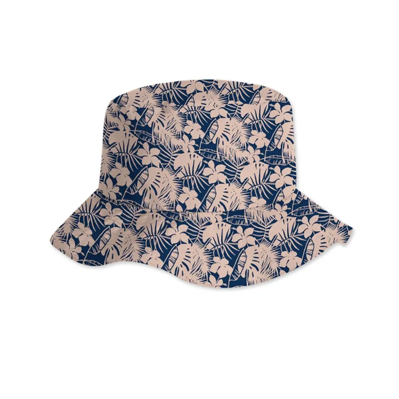 Dark Navy Tropical Floral Leaf Sun hats sold by Zulily