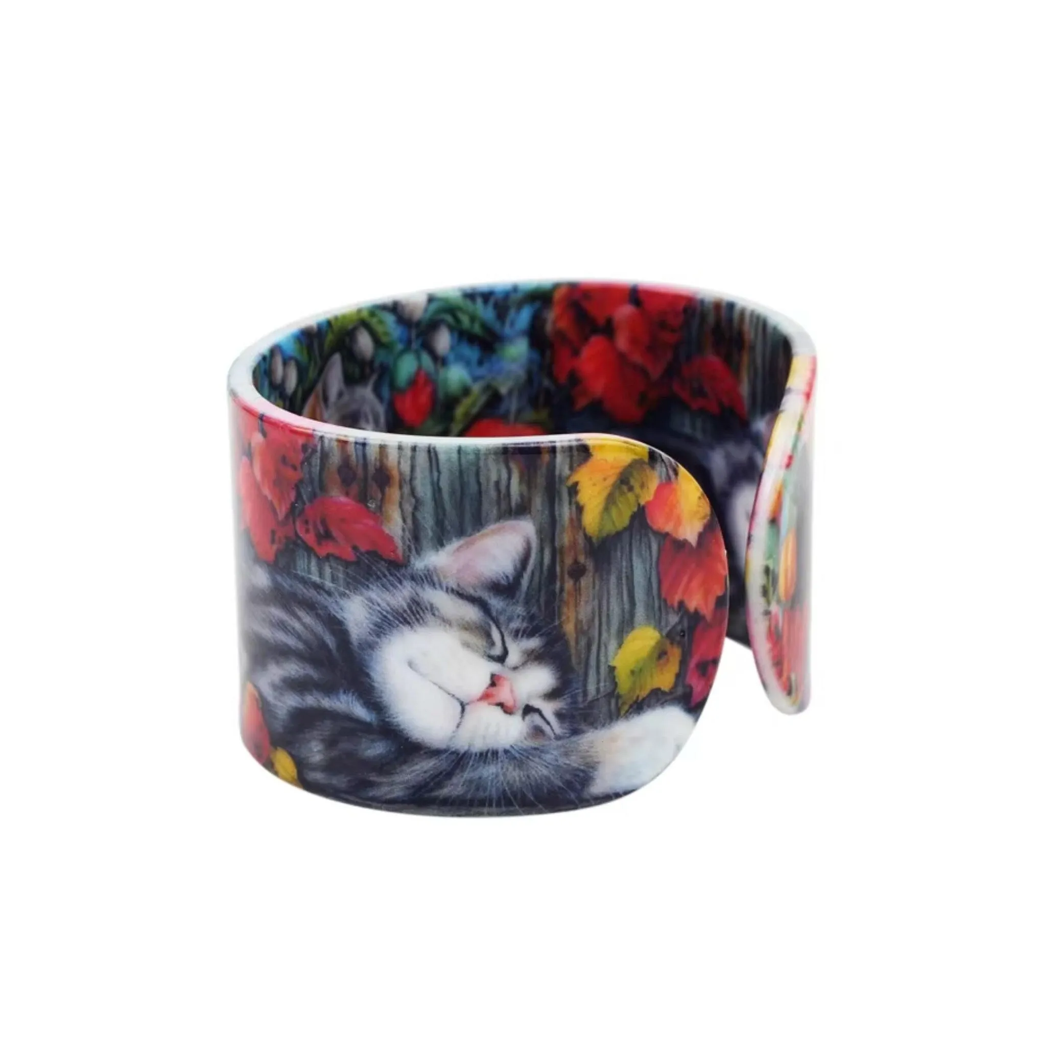 Red Grey Multicolor Floral Stop Smell The Roses Cat Bangle - Cat & Roses sold by Zulily product image thumbnail 3