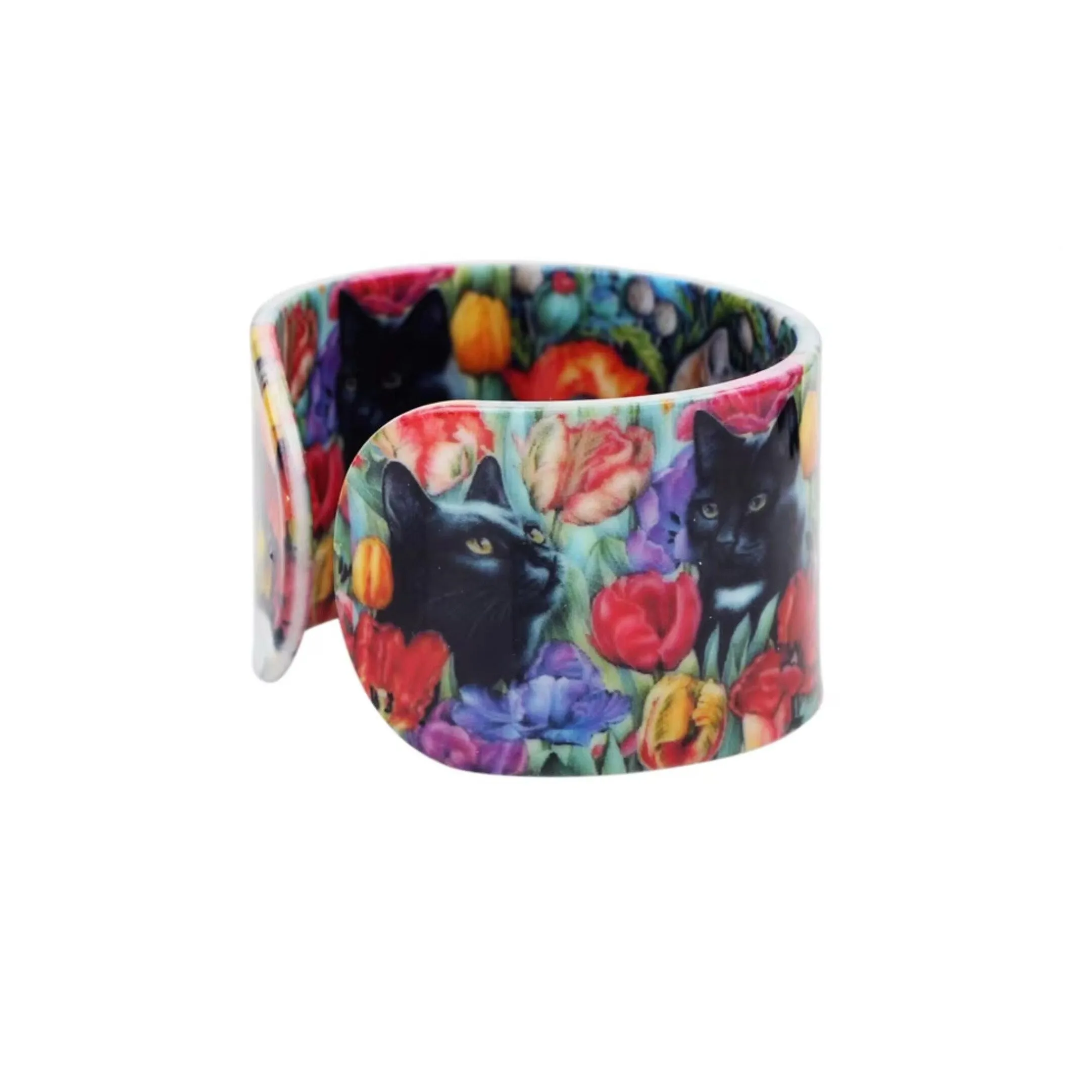 Red Grey Multicolor Floral Stop Smell The Roses Cat Bangle - Cat & Roses sold by Zulily product image thumbnail 2