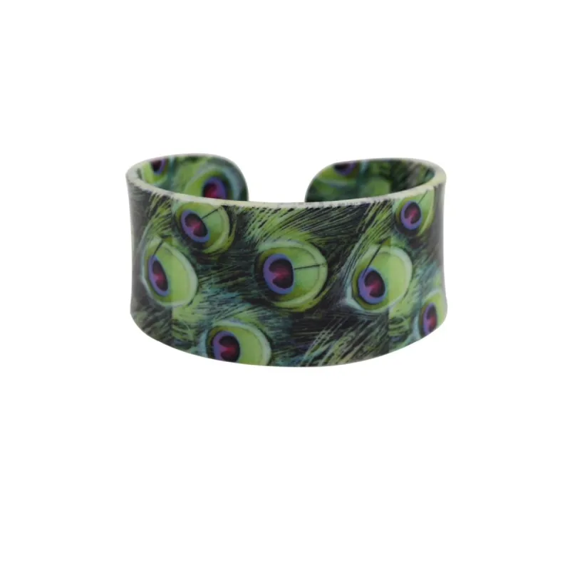 Green Peacock Feather Cuff Bracelet sold by Zulily
