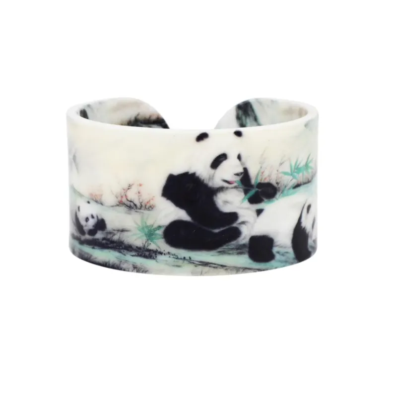 White Happy Pandas Cuff Bracelet sold by Zulily