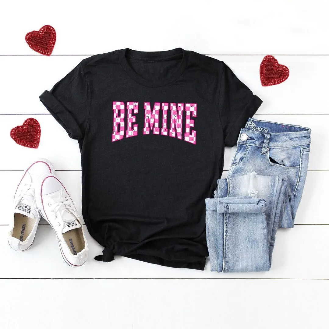 Be Mine Distressed Checkered Short Sleeve Crewnneck Tee sold by Zulily