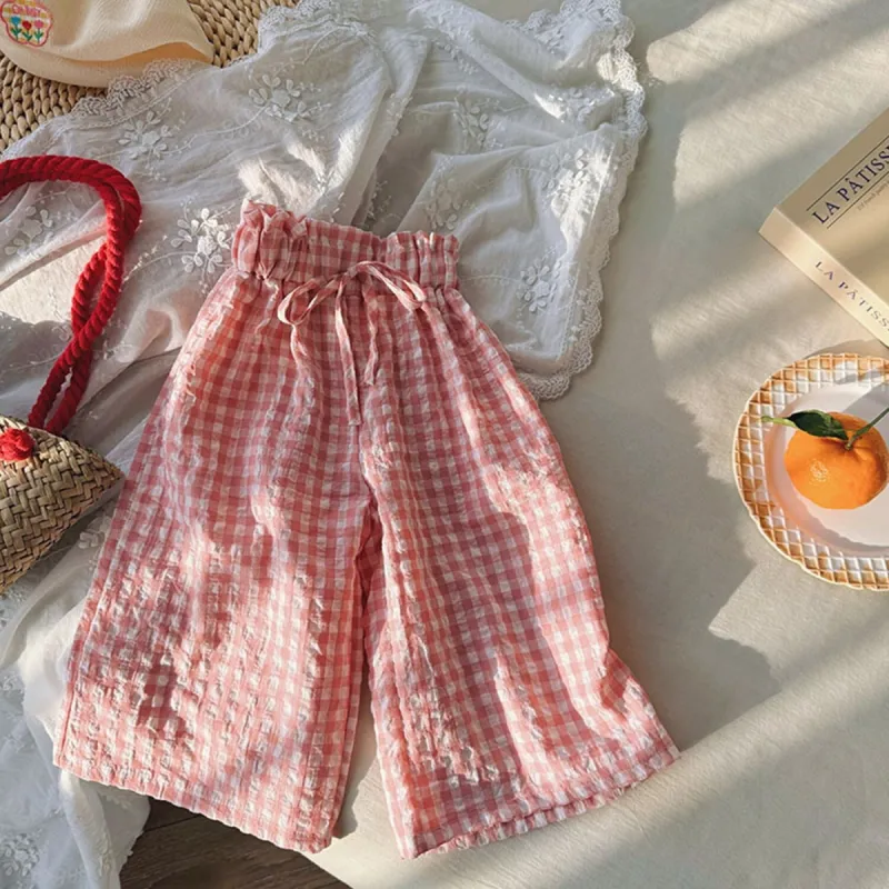 Pink Plaid Wide Leg Pants sold by Zulily