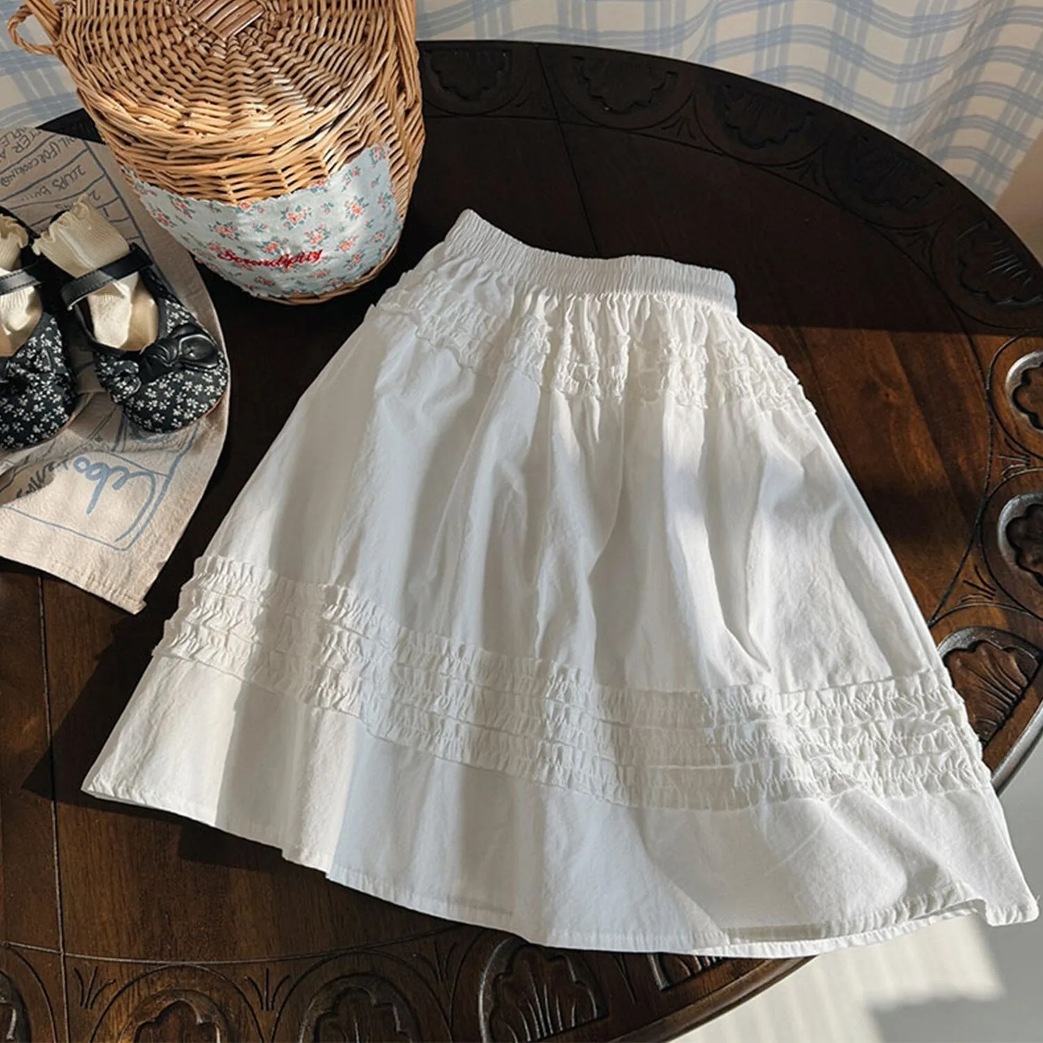 White Ruffle-Accent Skirt sold by Zulily