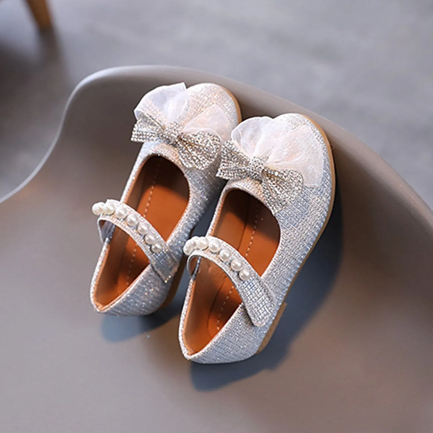 Silver Rhinestone Bow Girls' Flat Shoes sold by Zulily product image thumbnail 2