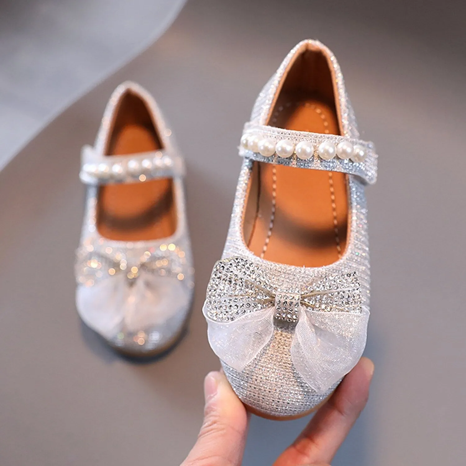 Silver Rhinestone Bow Girls' Flat Shoes sold by Zulily product image thumbnail 3