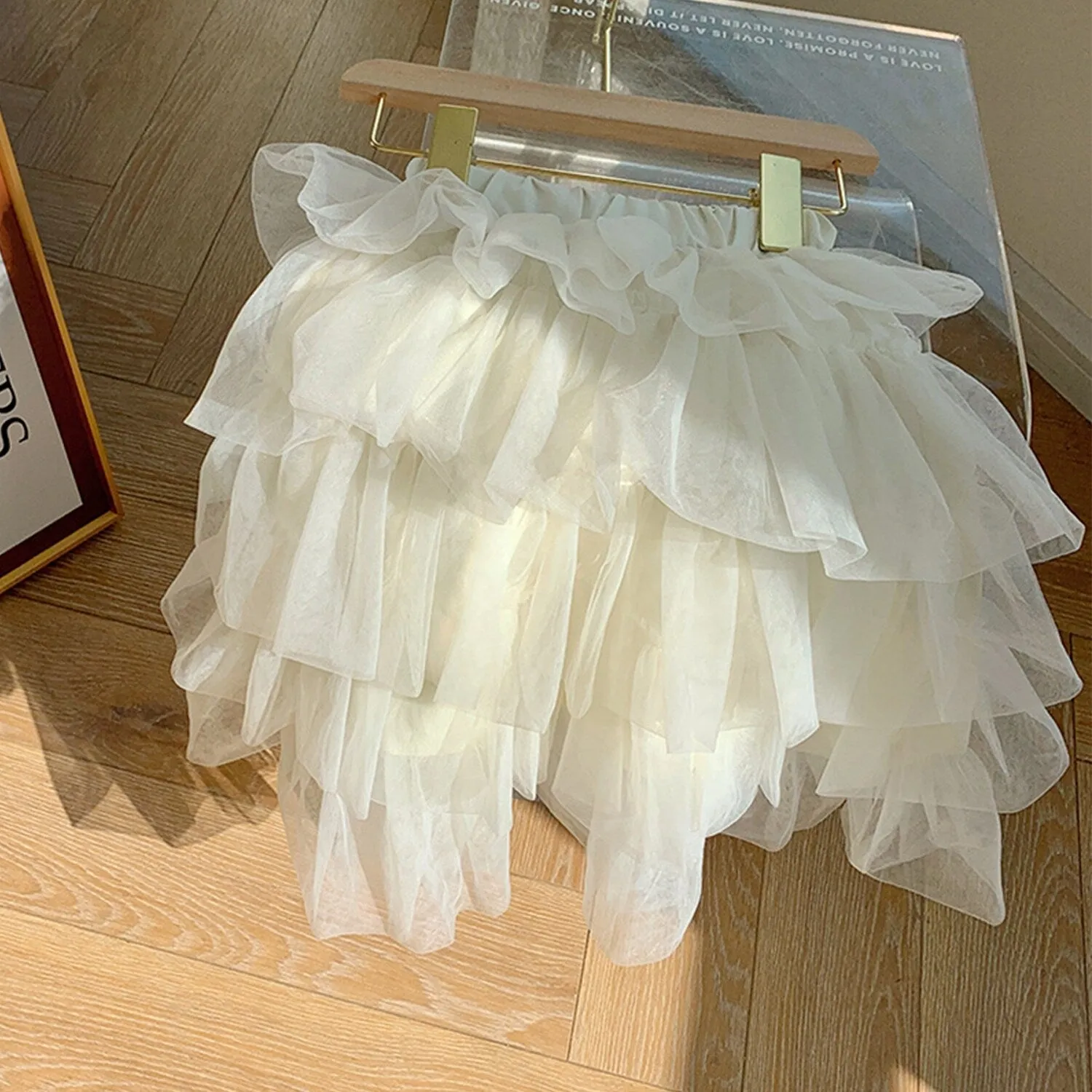 Cream Tulle-Tiered Skirt sold by Zulily