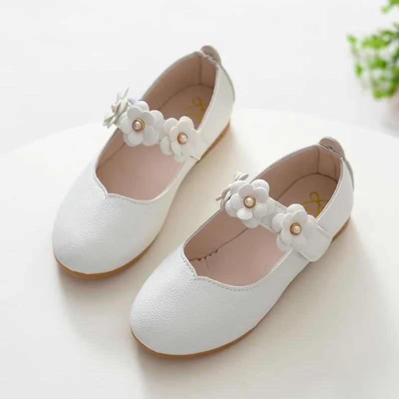 White Floral Girls' Flat Shoes sold by Zulily