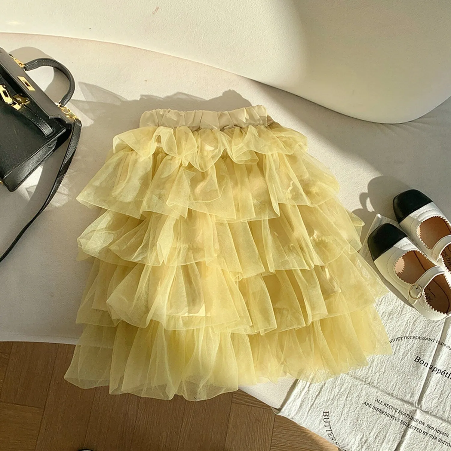 Yellow Tulle-Tiered Skirt sold by Zulily