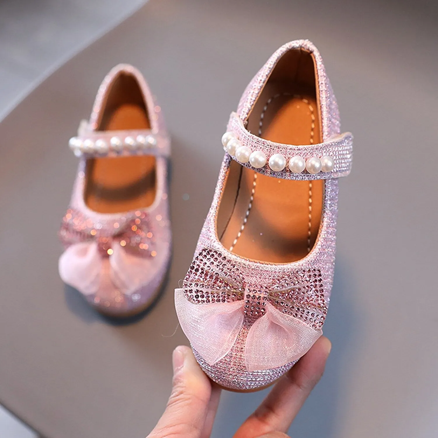Pink Rhinestone Bow Girls' Flat Shoes sold by Zulily product image thumbnail 3