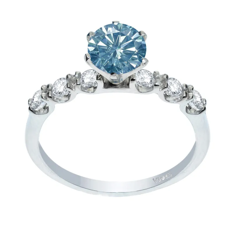 Sterling Silver with Blue Moissanite and White Topaz Engagement Ring sold by Zulily