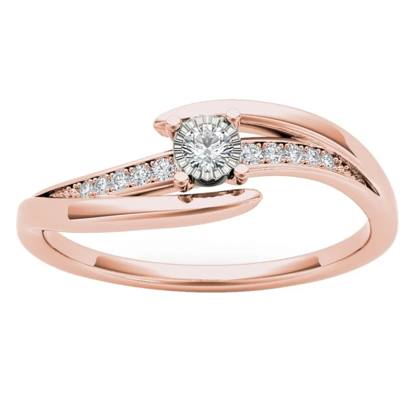 De Couer 10k Rose Gold 1/10ct TDW Diamond Criss-Cross Engagement Ring - Pink sold by Zulily