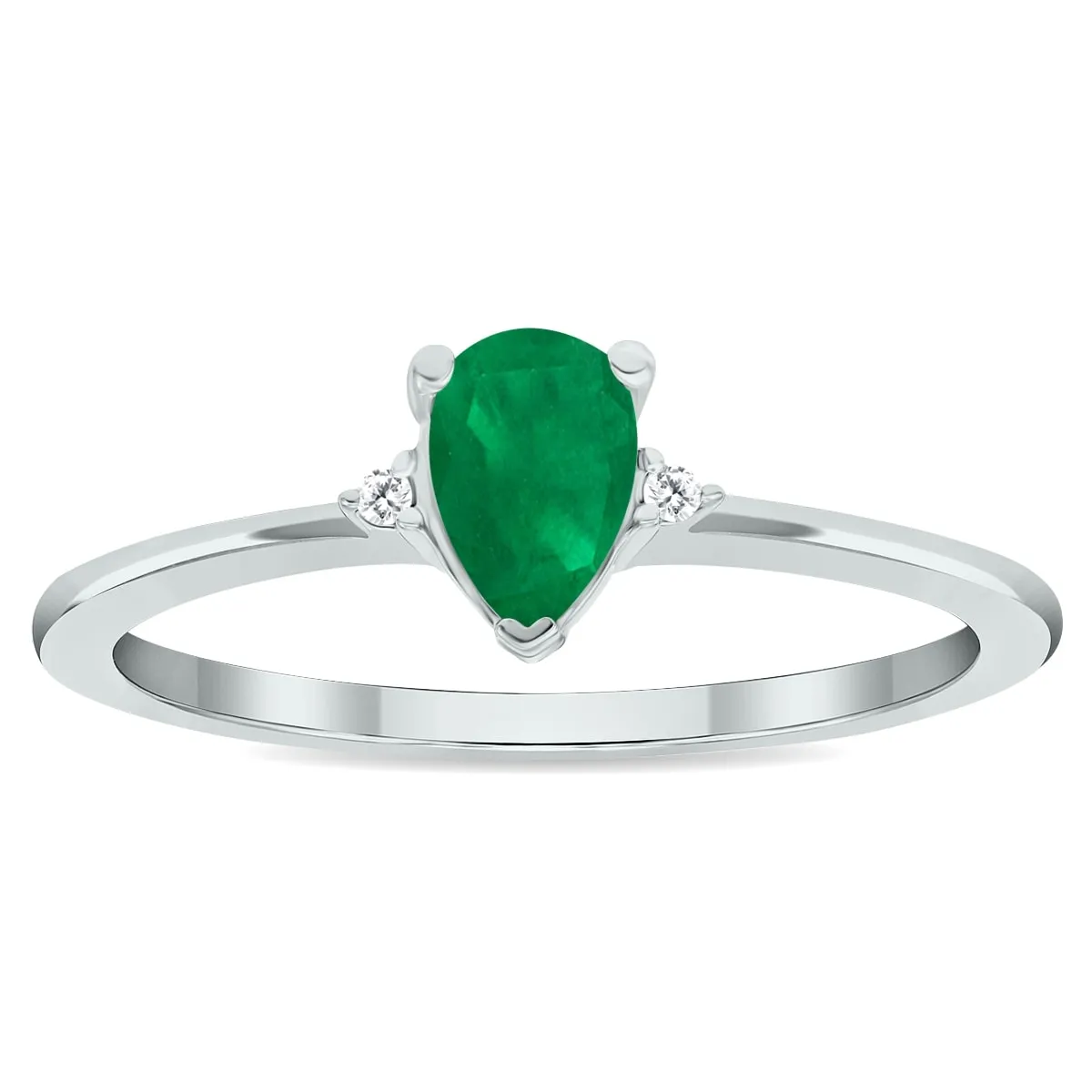 Women's Emerald and Diamond Classic Band in 10K White Gold sold by Zulily