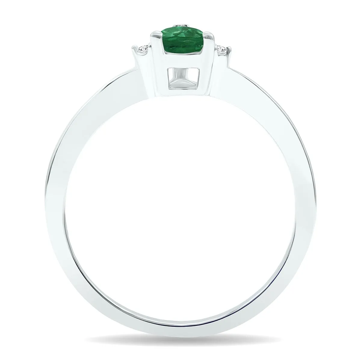 Women's Emerald and Diamond Classic Band in 10K White Gold sold by Zulily product image thumbnail 2