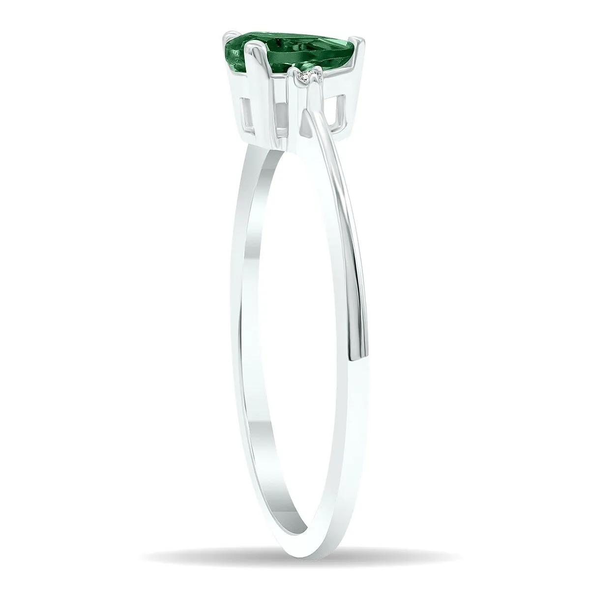 Women's Emerald and Diamond Classic Band in 10K White Gold sold by Zulily product image thumbnail 3