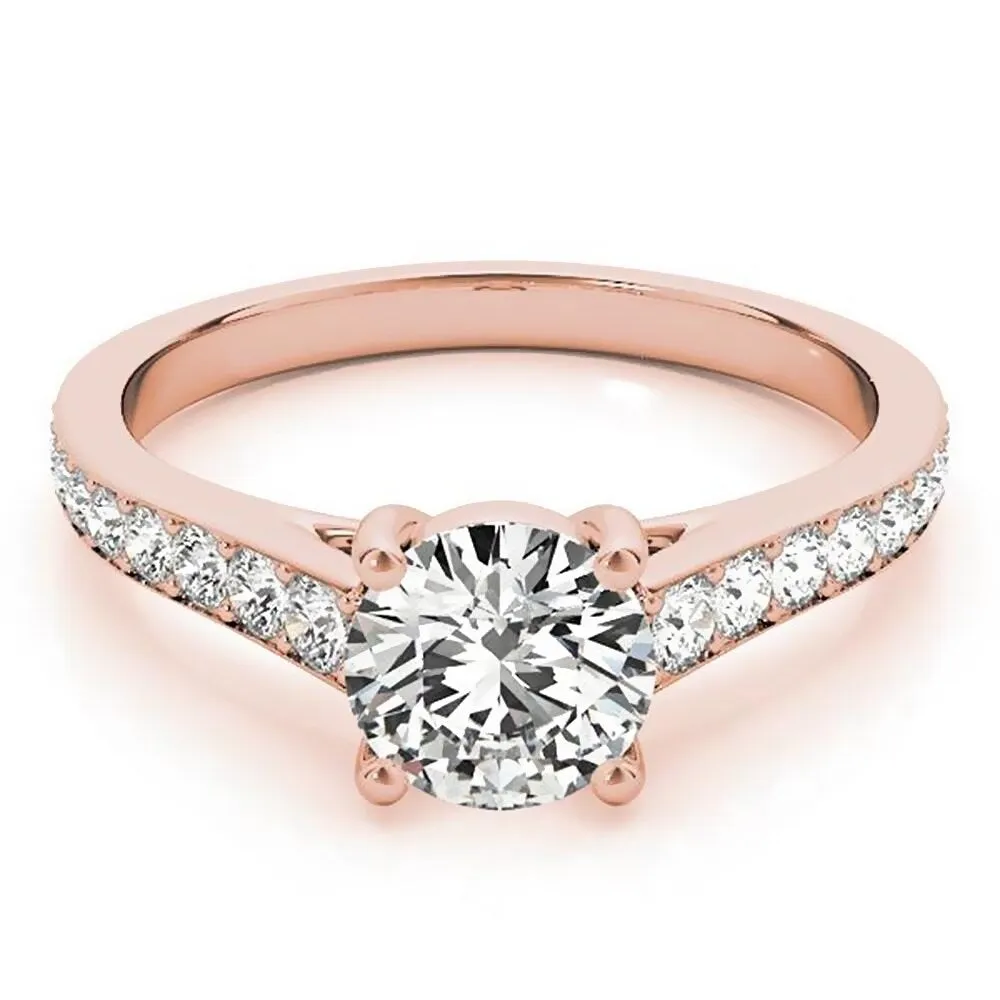 Auriya Round 2ct Moissanite and 1/3ctw Diamond Engagement Ring 14K Gold sold by Zulily product image thumbnail 3