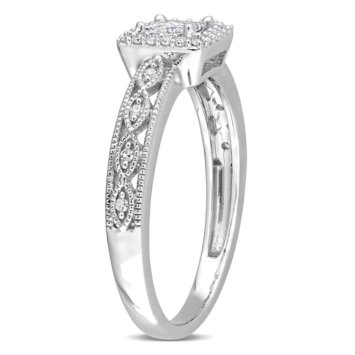 Miadora 3/8ct TDW Diamond Halo Engagement Ring in Sterling Silver sold by Zulily product image thumbnail 4