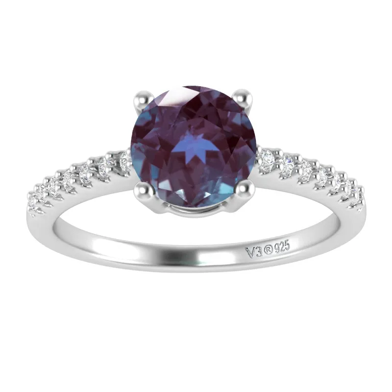 Sterling Silver with Alexandrite and White Topaz Engagement Ring sold by Zulily