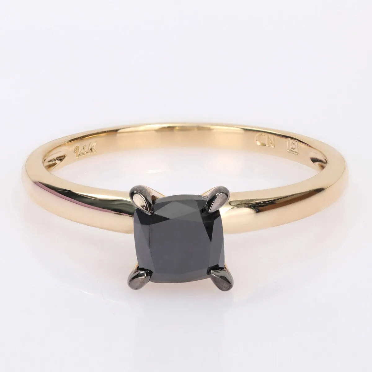 Miadora 1ct TDW Cushion-cut Black Diamond Solitaire Engagement Ring in 14k Yellow Gold sold by Zulily