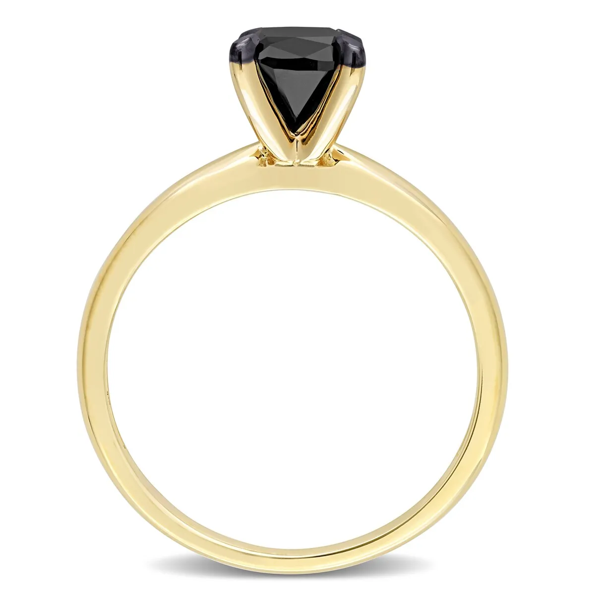 Miadora 1ct TDW Cushion-cut Black Diamond Solitaire Engagement Ring in 14k Yellow Gold sold by Zulily product image thumbnail 5